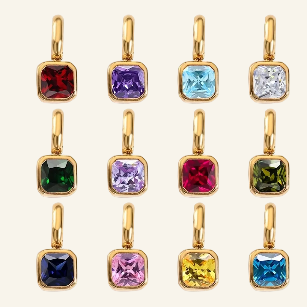 Square Birthstone Pendant